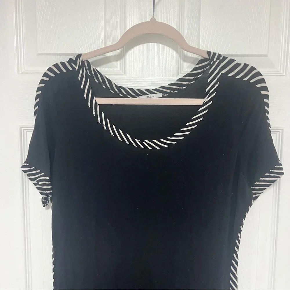Milano Black Dress with Striped Details Size M - Picture 2 of 5
